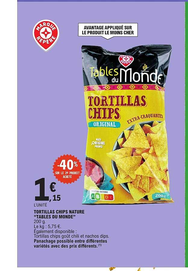 TORTILLAS CHIPS NATURE “TABLES DU MONDE”
