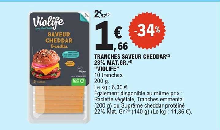 TRANCHES SAVEUR CHEDDAR "VIOLIFE"