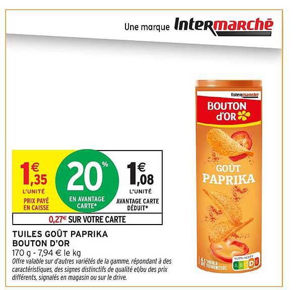TUILES GOÛT PAPRIKA BOUTON D'OR
