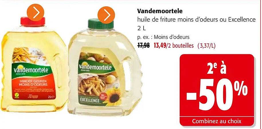 Vandemoortele huile de friture moins d’odeurs ou Excellence 2 L