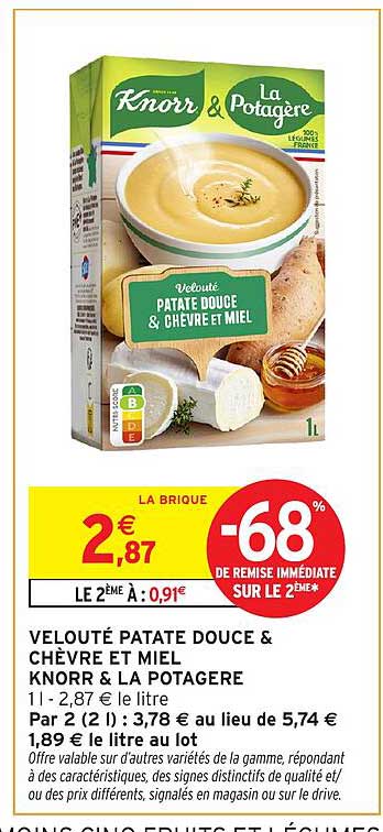 VELOUTÉ PATATE DOUCE & CHÈVRE ET MIEL KNORR & LA POTAGÈRE