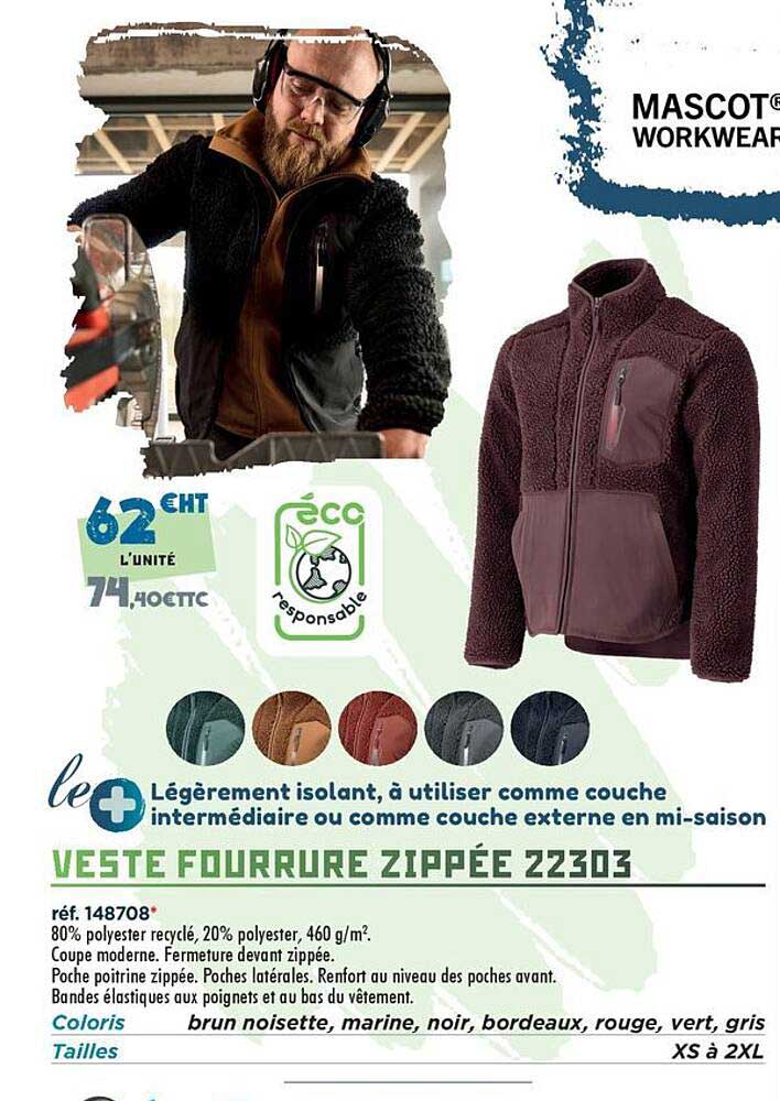 VESTE FOURRURE ZIPPÉE 22303