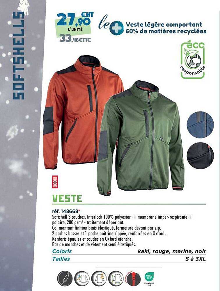 Veste légère comportant 60% de matières recyclées