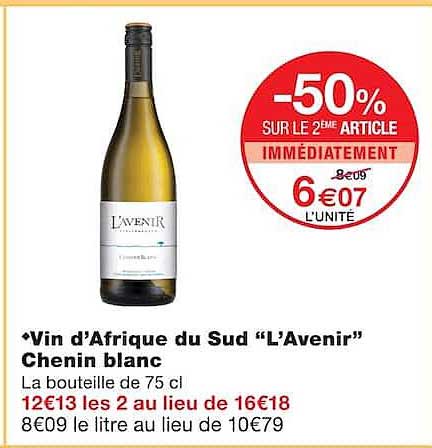 Vin d’Afrique du Sud “L’Avenir” Chenin blanc