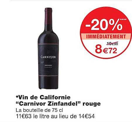 Vin de Californie “Carnivor Zinfandel” rouge