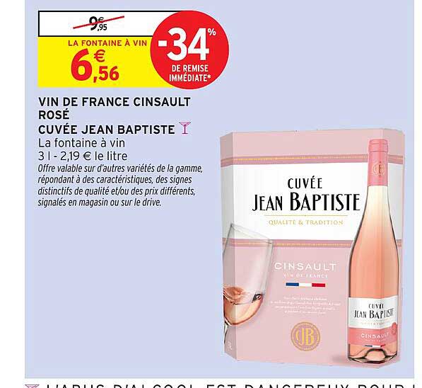 VIN DE FRANCE CINSAULT ROSÉ CUVÉE JEAN BAPTISTE