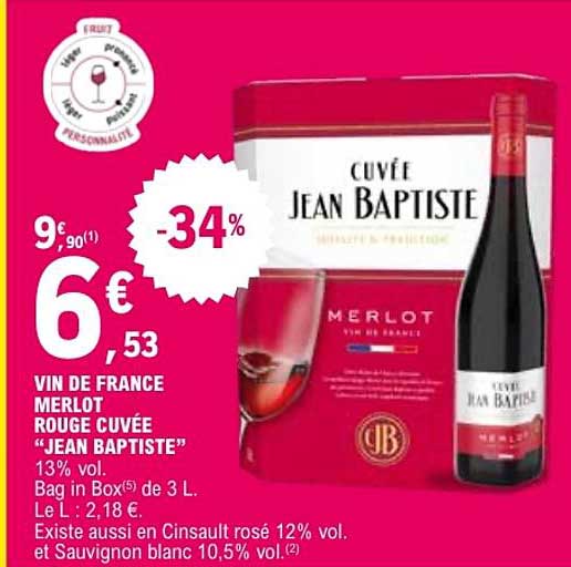 VIN DE FRANCE MERLOT ROUGE CUVÉE “JEAN BAPTISTE”