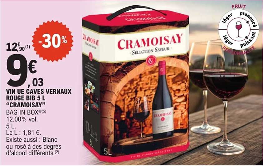 VIN UE CAVES VERNAUX ROUGE BIB 5 L “CRAMOISAY”