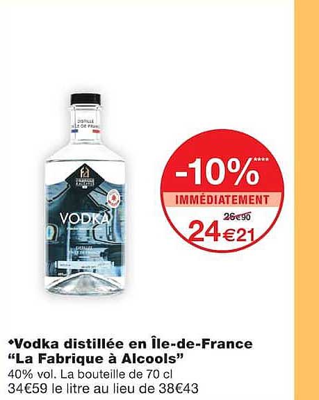 Vodka distillée en Île-de-France “La Fabrique à Alcools”