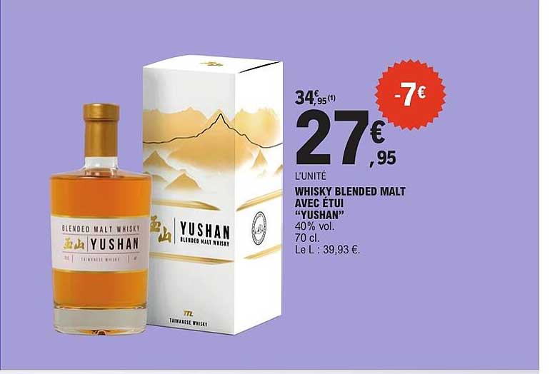WHISKY BLENDED MALT AVEC ÉTUI "YUSHAN"
