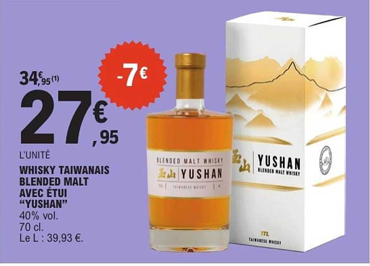 WHISKY TAIWANAIS BLENDED MALT AVEC ÉTUI “YUSHAN”