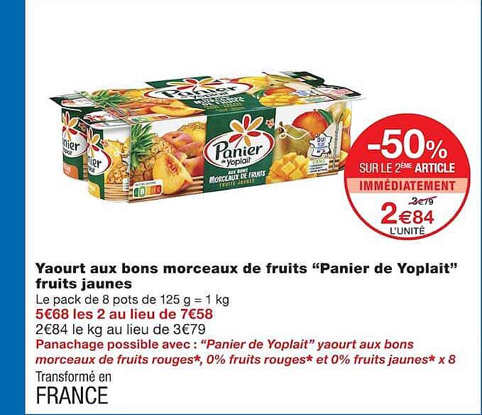 Yaourt aux bons morceaux de fruits “Panier de Yoplait” fruits jaunes