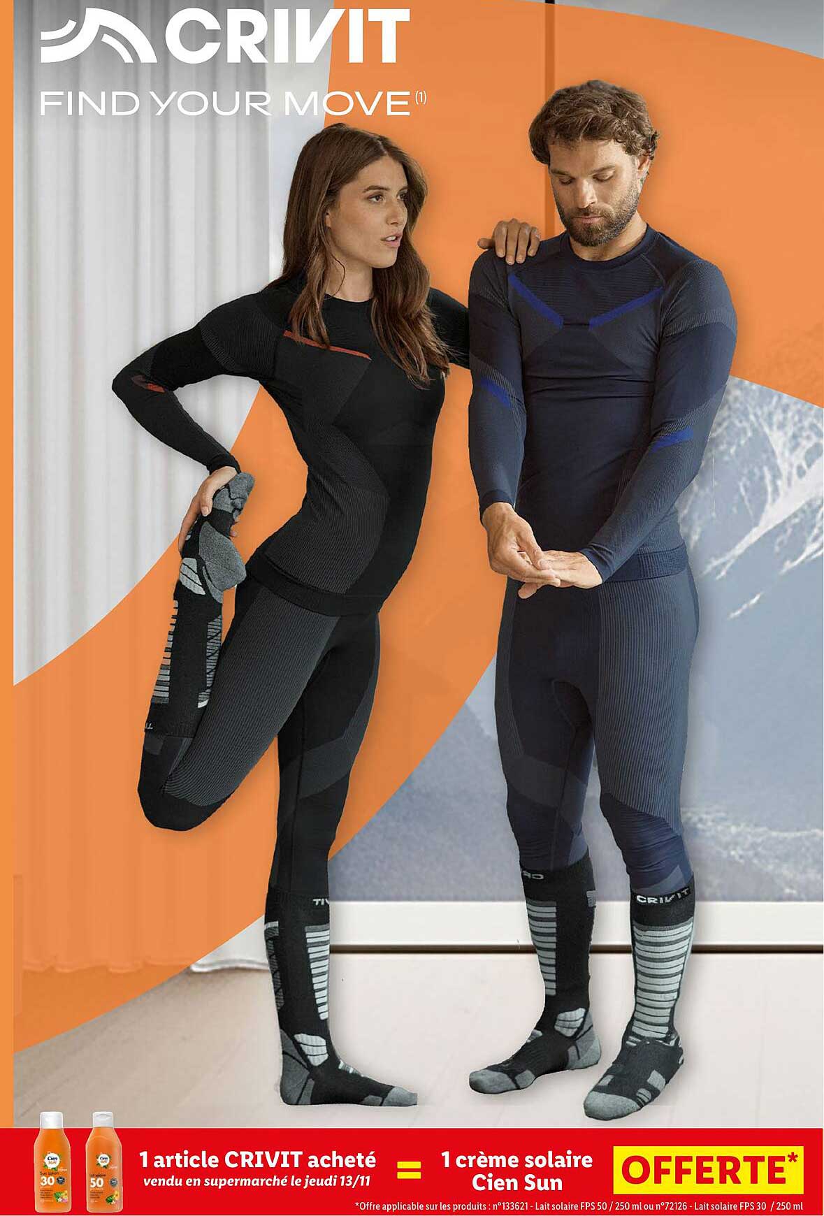 1 article CRIVIT acheté = 1 crème solaire Cien Sun OFFERTE