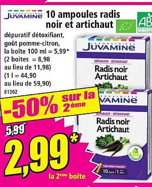 10 ampoules radis noir et artichaut