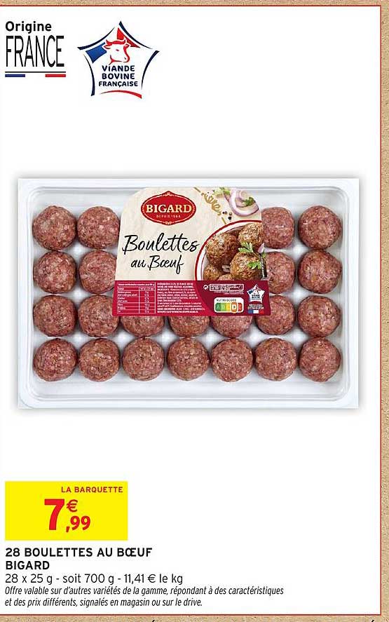 28 BOULETTES AU BŒUF BIGARD