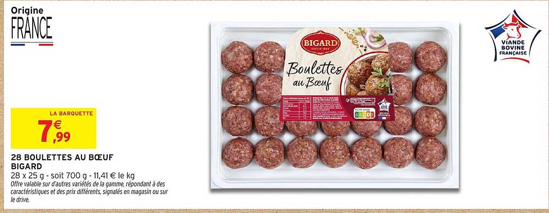 28 BOULETTES AU BŒUF BIGARD