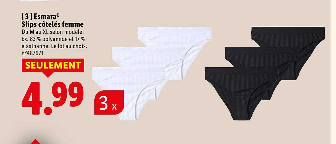 [3] Esmara® Slips côtelés femme