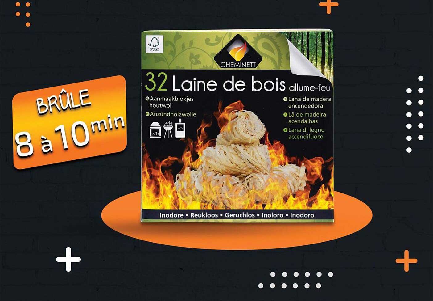 32 Laine de bois allume-feu