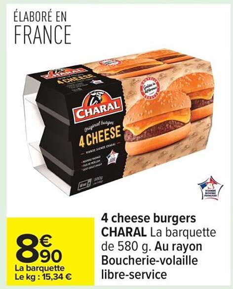 4 cheese burgers CHARAL