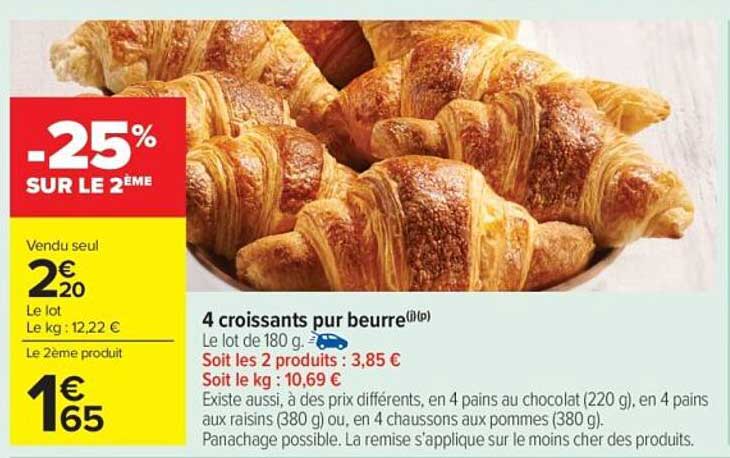 4 croissants pur beurre