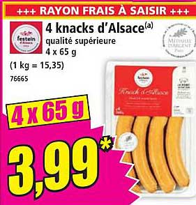 4 knacks d'Alsace qualité supérieure 4 x 65 g