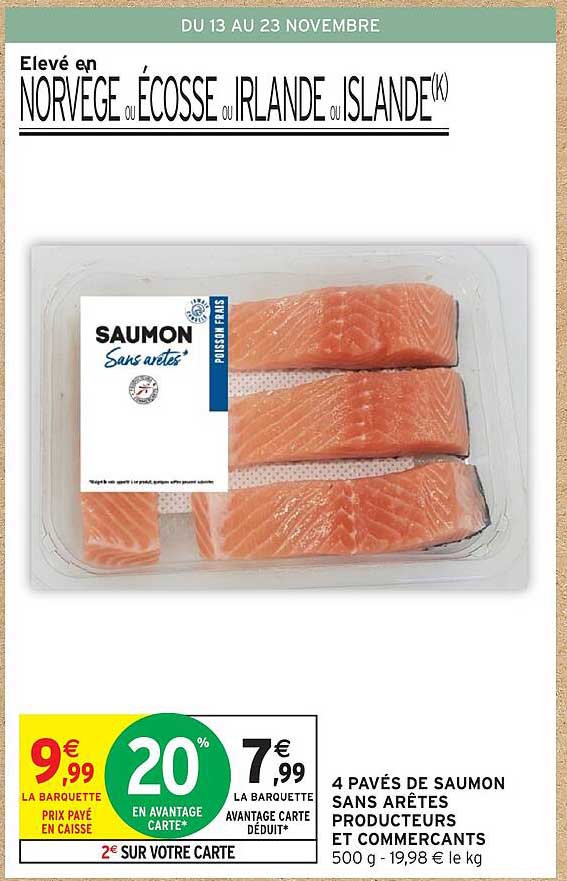 4 Pavés de saumon sans arêtes