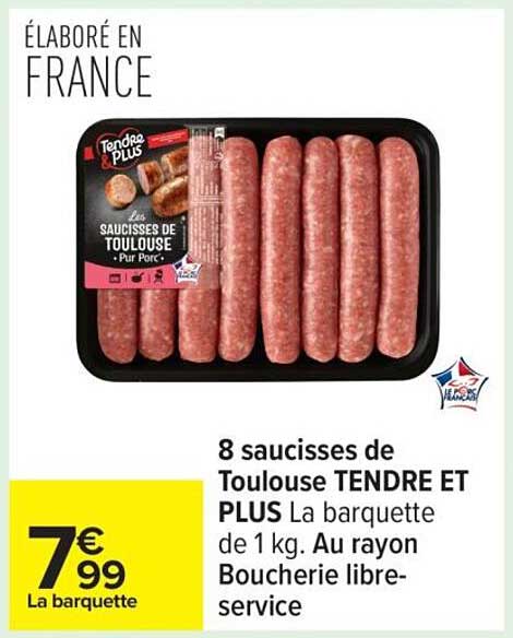 8 saucisses de Toulouse TENDRE ET PLUS