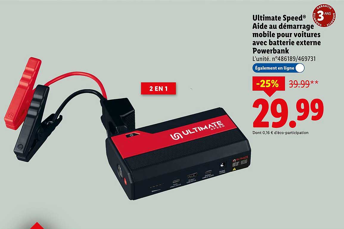 Aide au démarrage mobile pour voitures avec batterie externe Powerbank