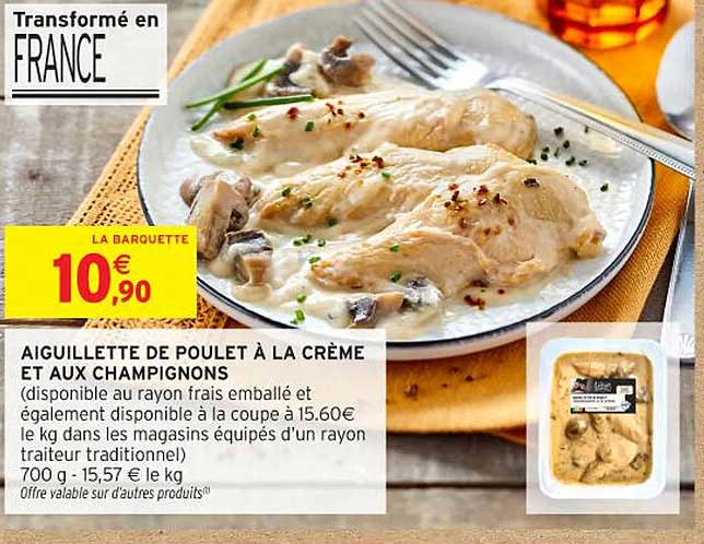 AIGUILLETTE DE POULET À LA CRÈME ET AUX CHAMPIGNONS