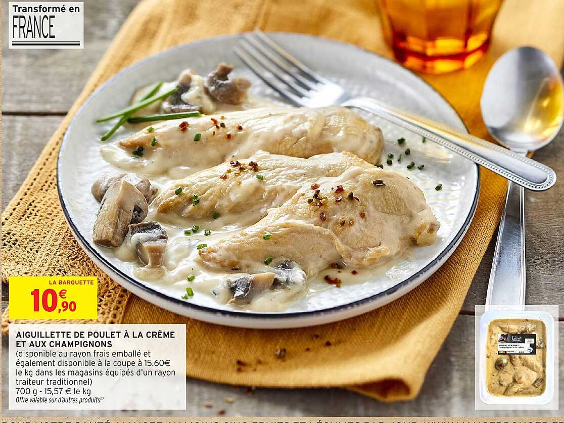 Aiguillette de poulet à la crème et aux champignons