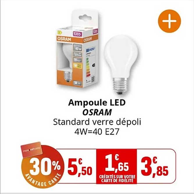 Ampoule LED OSRAM Standard verre dépoli 4W=40 E27