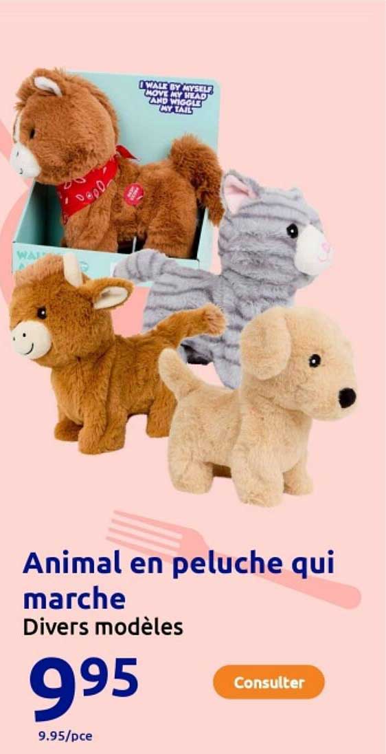 Animal en peluche qui marche