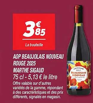 AOP BEAUJOLAIS NOUVEAU ROUGE 2025 MARTHE SIGAUD