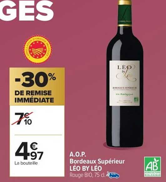 A.O.P. Bordeaux Supérieur LÉO BY LÉO