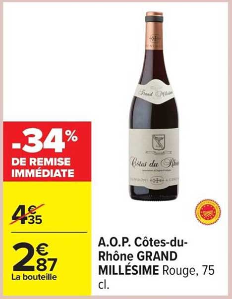 A.O.P. Côtes-du-Rhône GRAND MILLÉSIME Rouge, 75 cl.