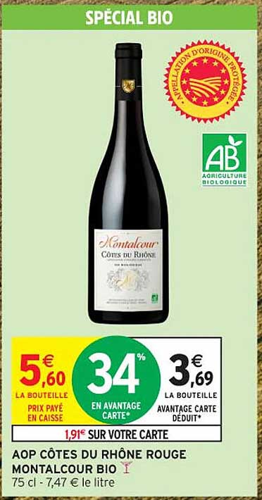 AOP Côtes du Rhône Rouge Montalcour Bio