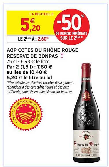 AOP COTES DU RHÔNE ROUGE RESERVE DE BONPAS