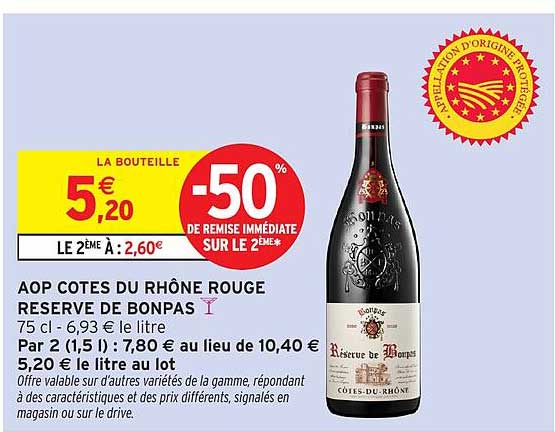 AOP COTES DU RHÔNE ROUGE RESERVE DE BONPAS