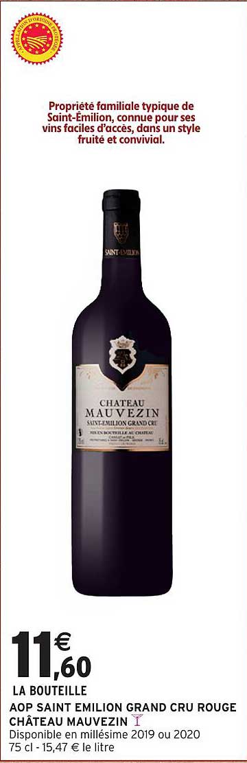 AOP SAINT EMILION GRAND CRU ROUGE CHÂTEAU MAUVEZIN