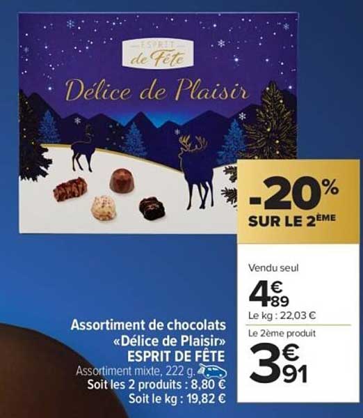 Assortiment de chocolats «Délice de Plaisir» ESPRIT DE FÊTE