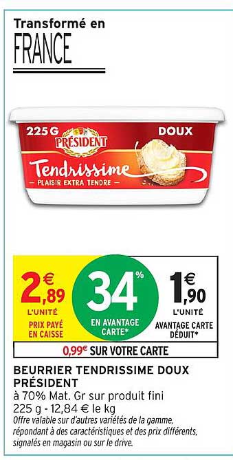 BEURRIER TENDRISSIME DOUX PRÉSIDENT
