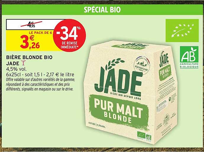 BIÈRE BLONDE BIO JADE