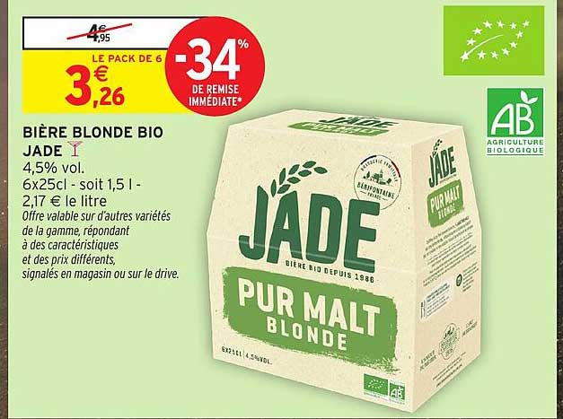 BIÈRE BLONDE BIO JADE