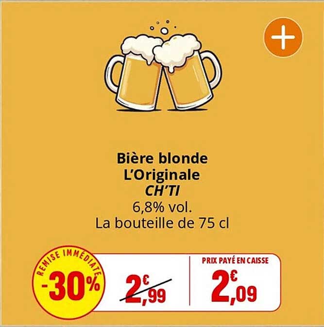 Bière blonde L'Originale CH'TI 6,8% vol. La bouteille de 75 cl