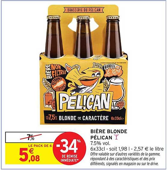 BIÈRE BLONDE PÉLICAN 7.5% vol.