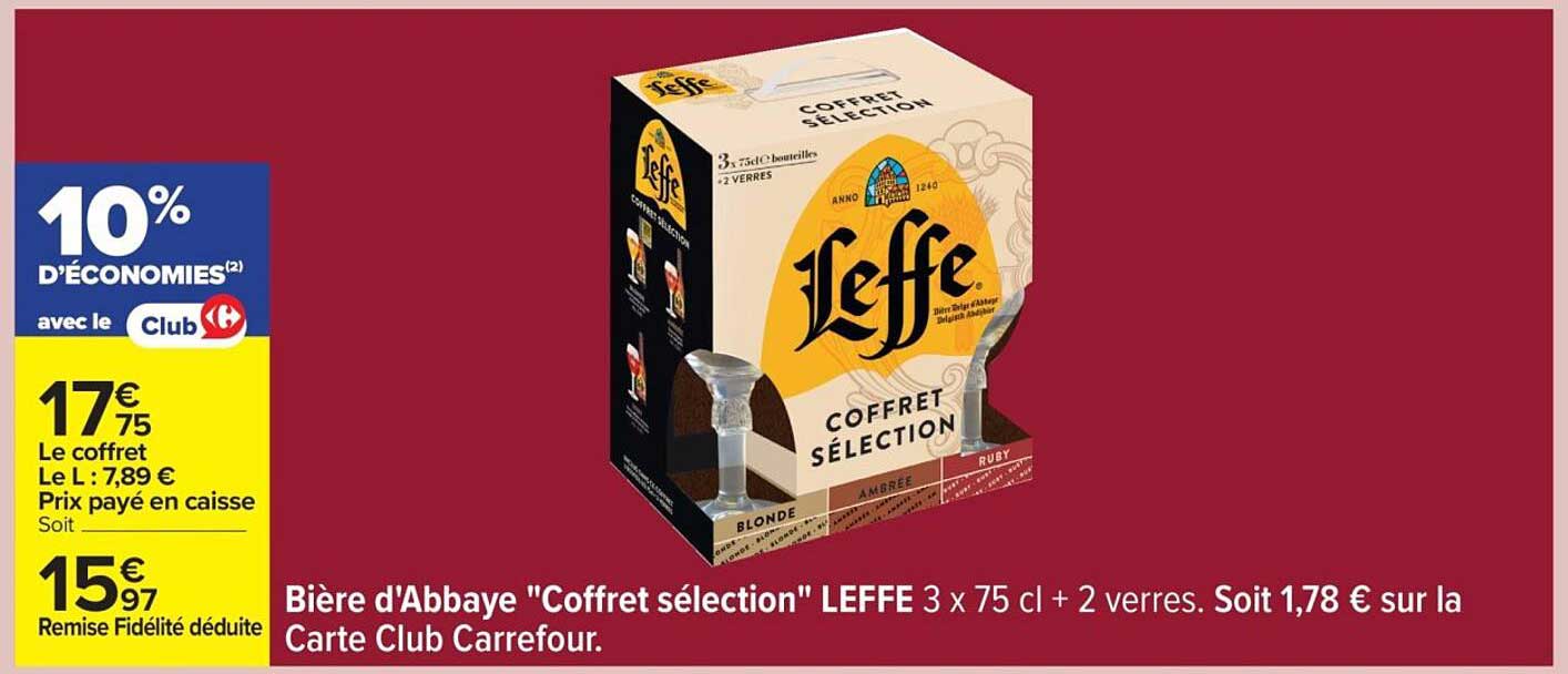 Bière d'Abbaye "Coffret sélection" LEFFE 3 x 75 cl + 2 verres