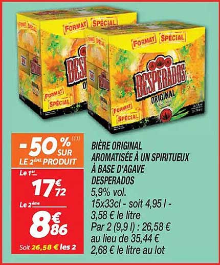 BIÈRE ORIGINAL AROMATISÉE À UN SPIRITUEUX À BASE D'AGAVE DESPERADOS
