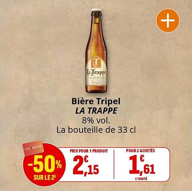 Bière Tripel LA TRAPPE 8% vol. La bouteille de 33 cl
