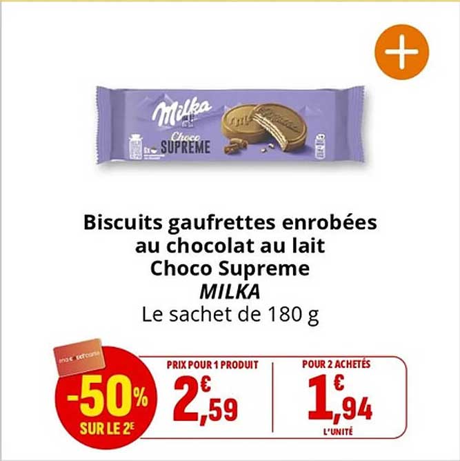 Biscuits gaufrettes enrobées au chocolat au lait Choco Supreme MILKA