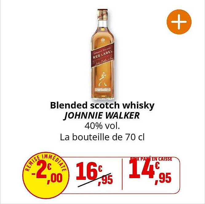 Blended scotch whisky JOHNIE WALKER 40% vol. La bouteille de 70 cl